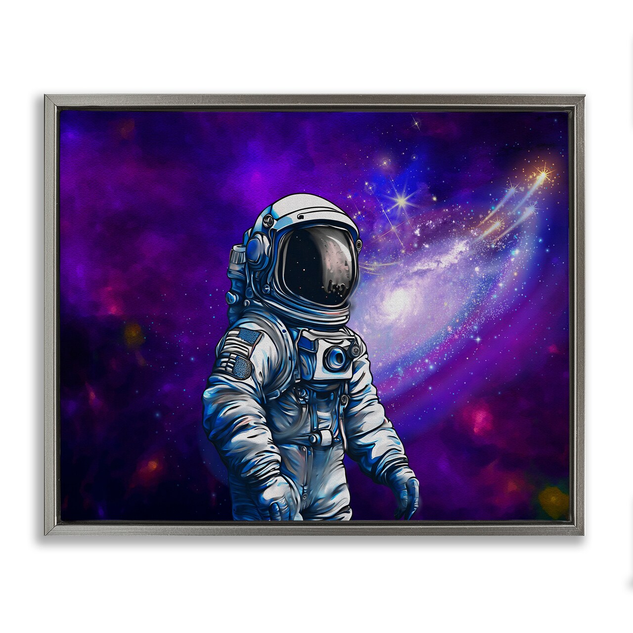 Stupell Industries Astronaut with Swirling Galaxy Floating Frame Design by Jesse Keith